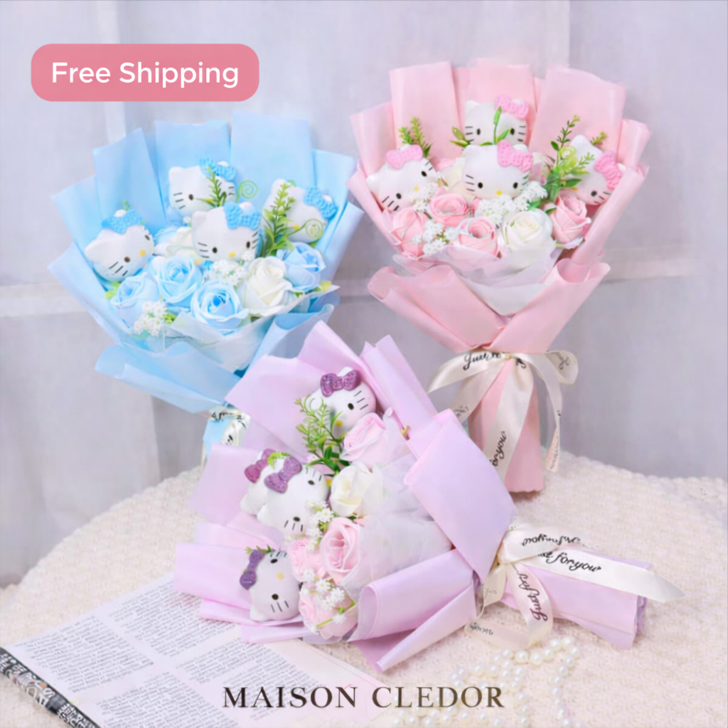 Hello Kitty Plush Bouquet – Cartoon Rose Flower Doll Gift for Valentine’s Day, Weddings & Home Décor