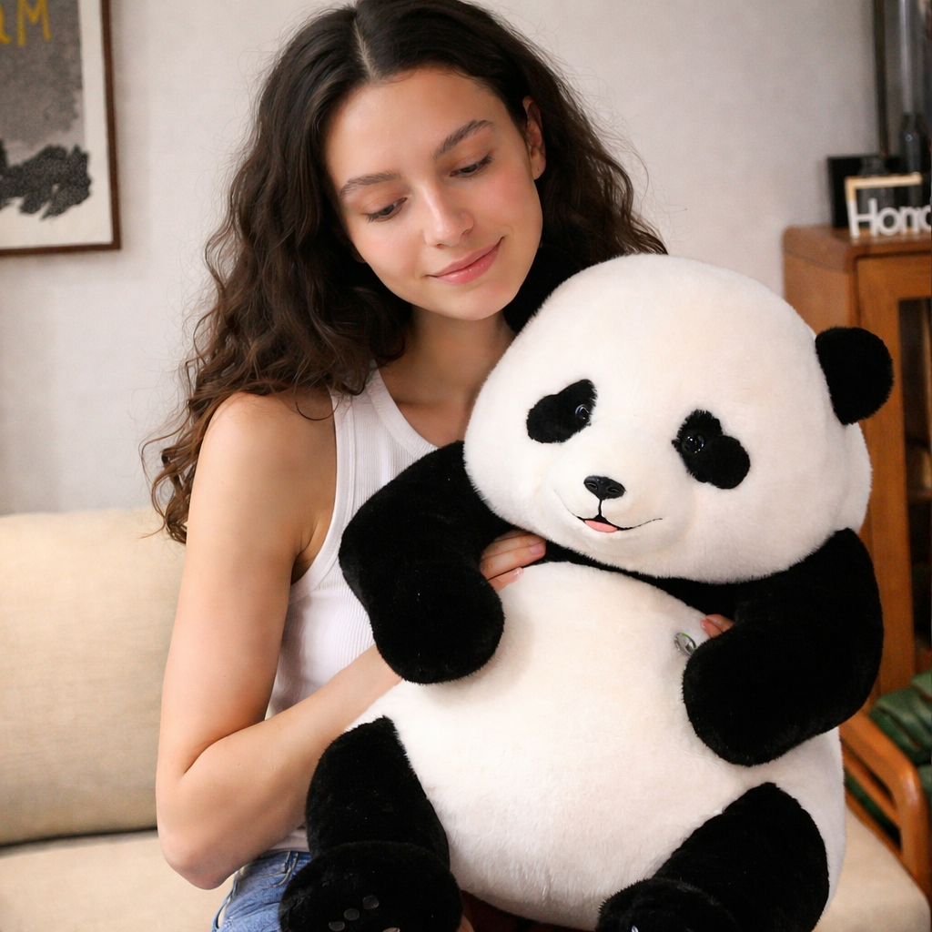 Kawaii Plush Panda Pillow – Soft Stuffed Animal Toy in 10in, 14in & 20in Sizes