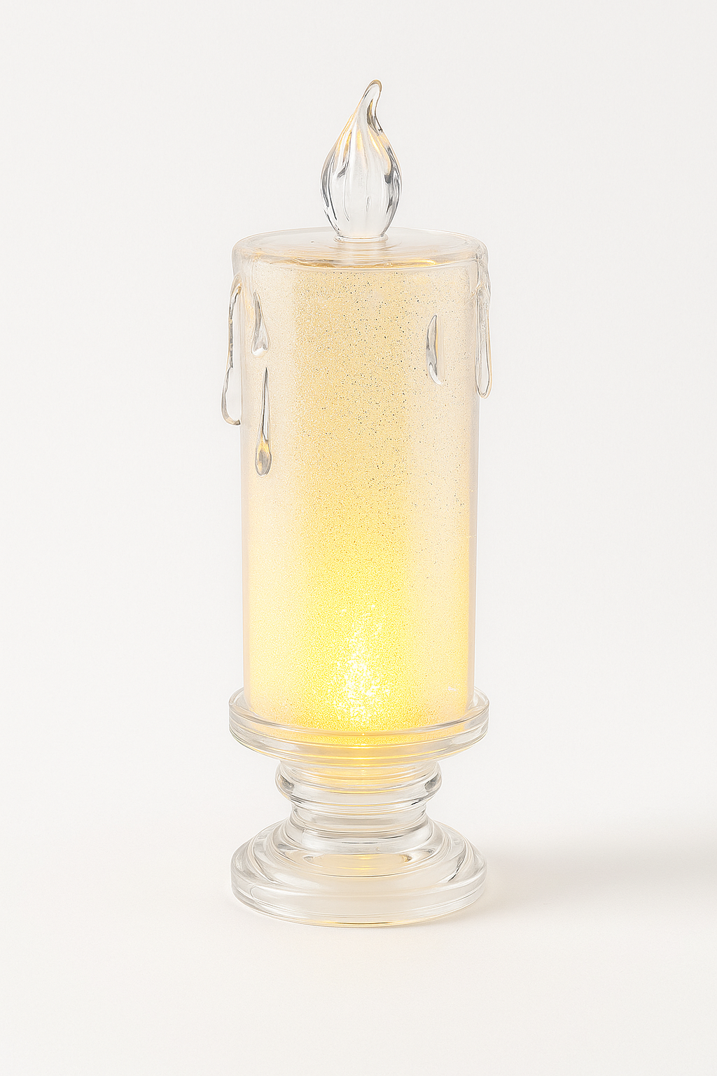 Crystal LED Flameless Candle Lamp – Battery-Operated Pillar with Realistic Flame