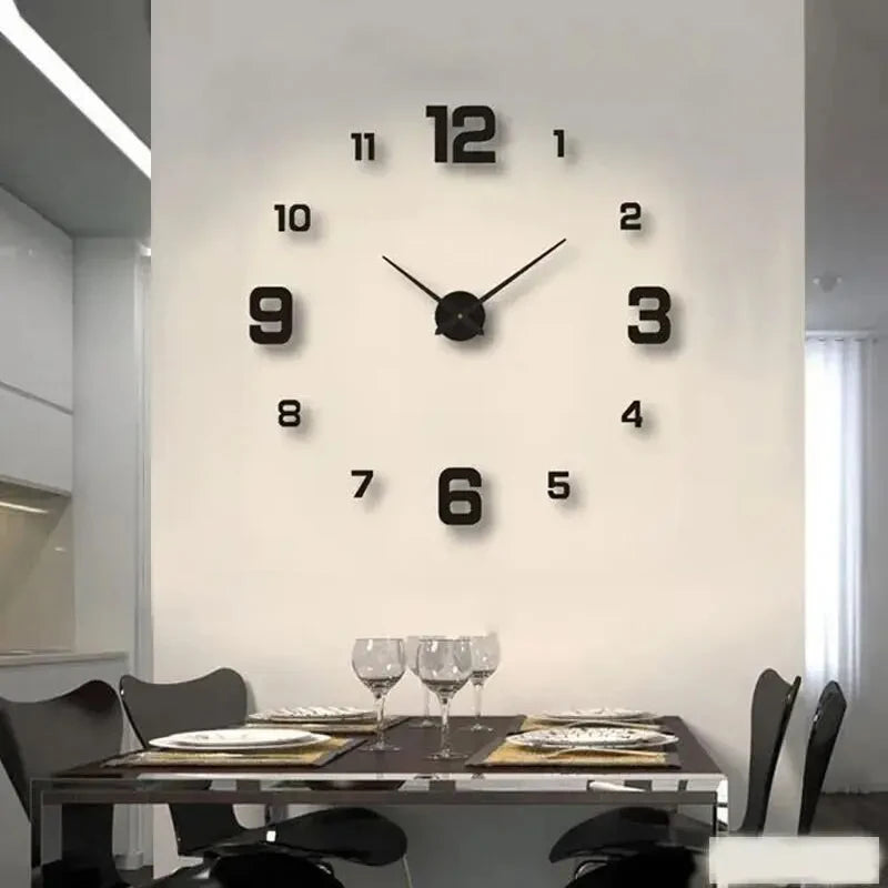 Creative Frameless DIY Wall Clock – Silent Modern Decal for Living Room & Office