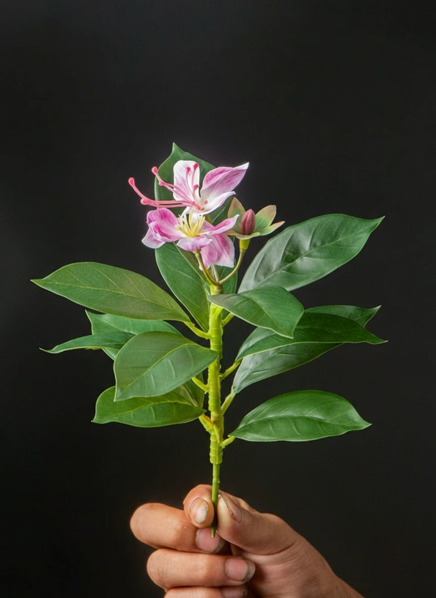 Artificial Azalea & Tropical Greenery – 21–40cm Faux Ficus, Palm & Rubber Leaf Plants with Flowers