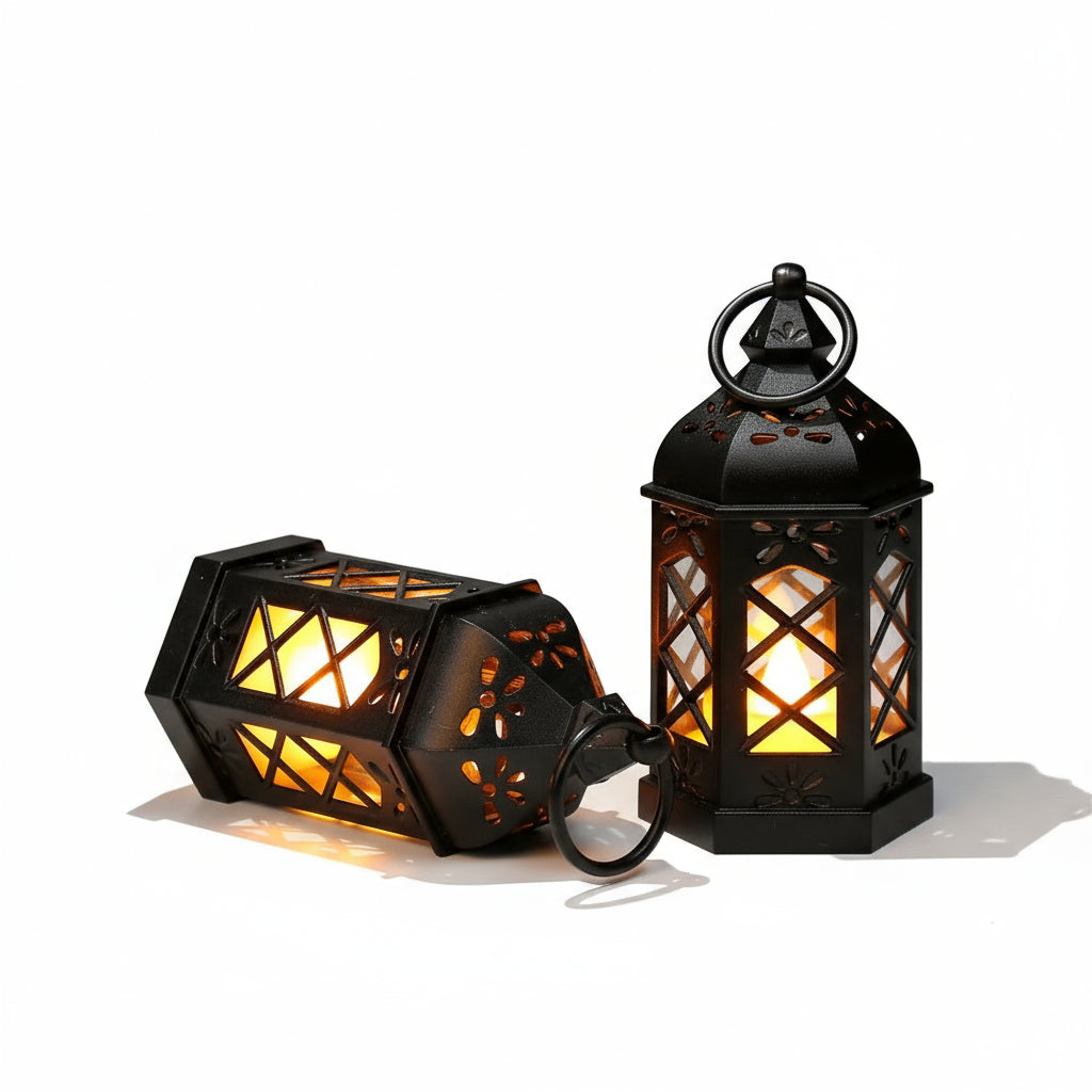 Retro Hexagonal LED Desktop Lamp – Portable Ambient Light for Halloween & Home Décor
