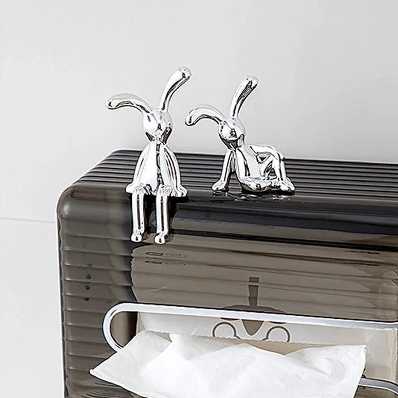 Set of 2 Long-Eared Rabbit Statues