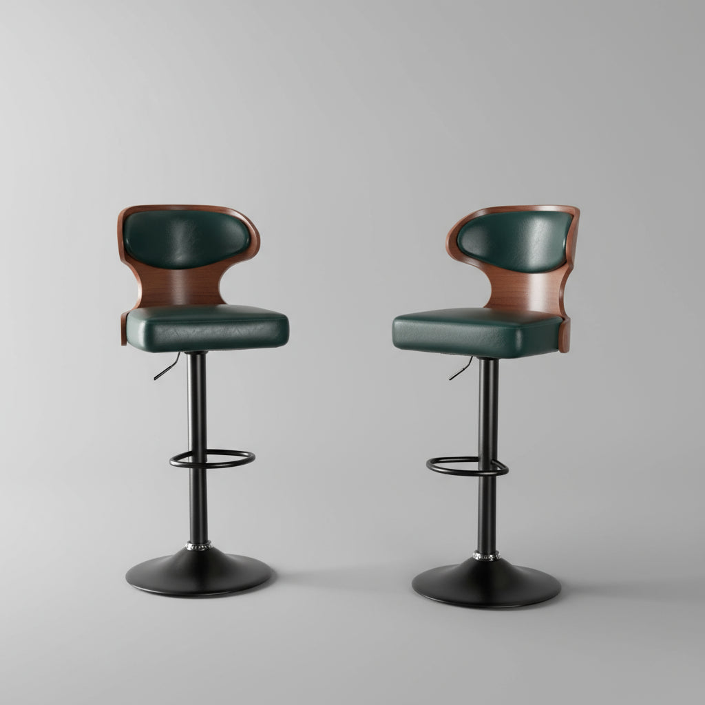 Modern PU Leather Bar Stools (Set of 2)