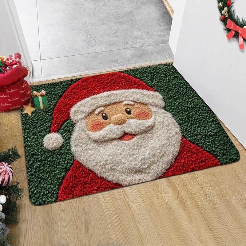 Christmas Door Mat – Santa Claus & Gingerbread Man Holiday Carpet for Indoor/Outdoor Décor