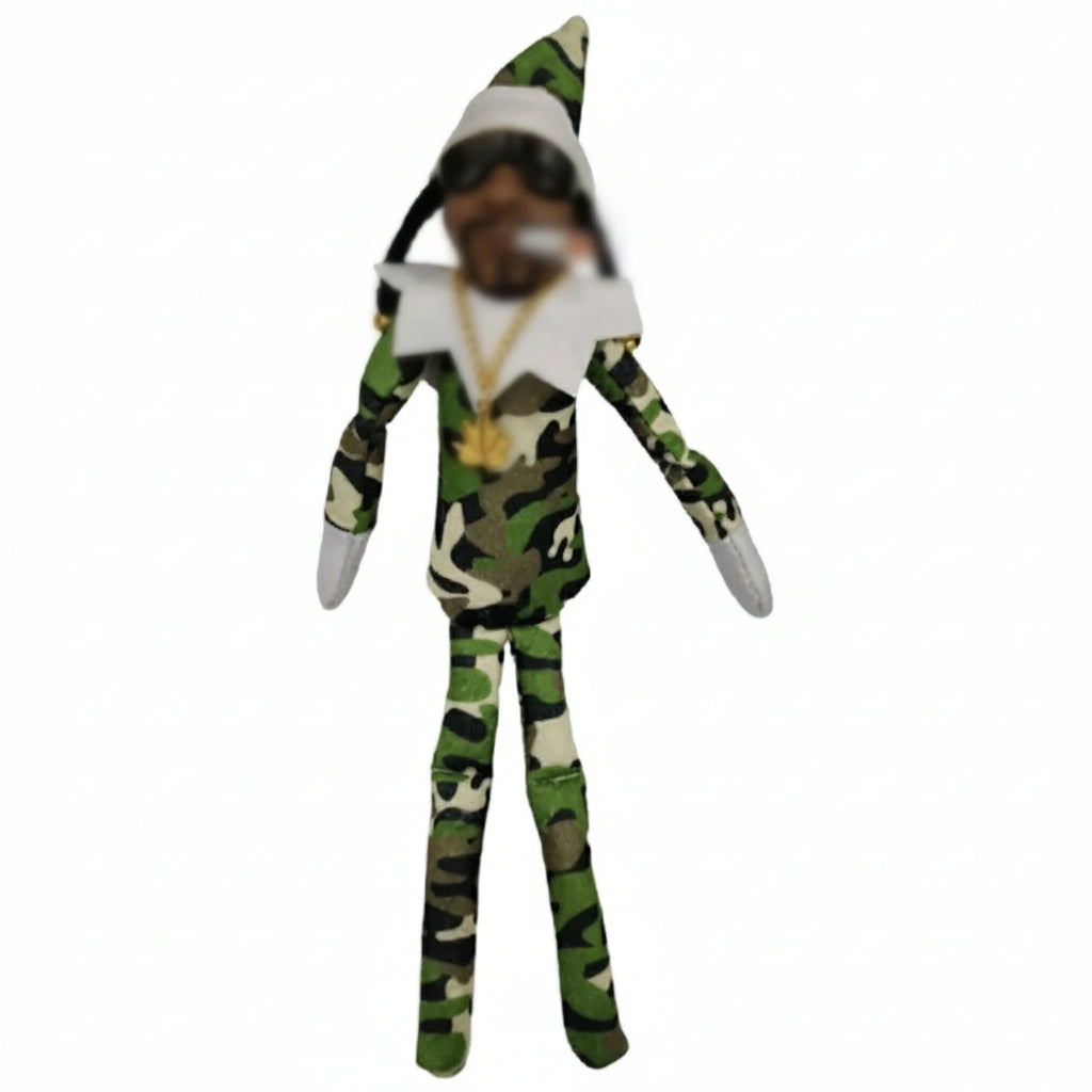 Toy figure in camouflage outfit with accessories on a white background