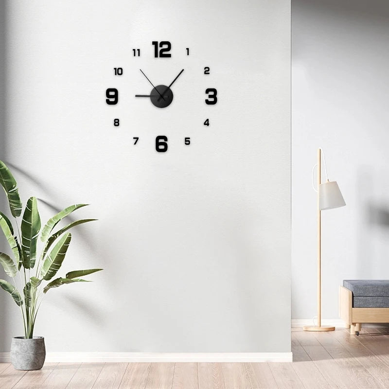 Creative Frameless DIY Wall Clock – Silent Modern Decal for Living Room & Office