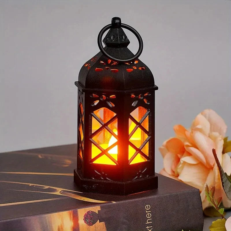 Retro Hexagonal LED Desktop Lamp – Portable Ambient Light for Halloween & Home Décor