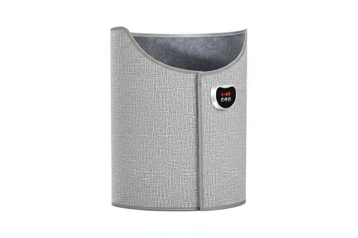 Gray digital display model on a beige background