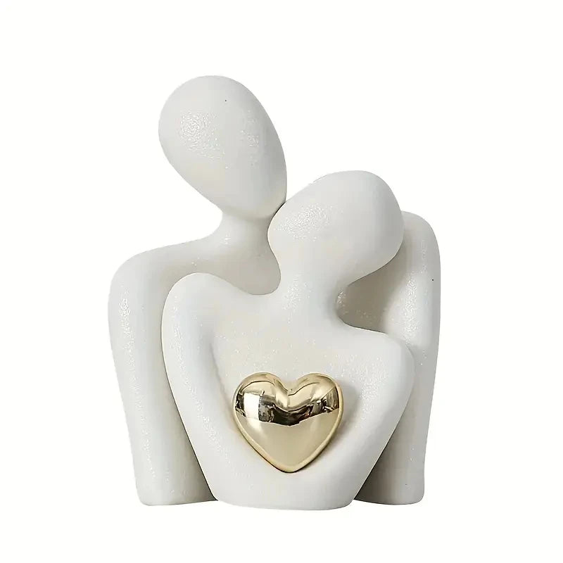 Romantic Love Embrace Statue – Pottery Couple Figurine for Home Décor & Gifting