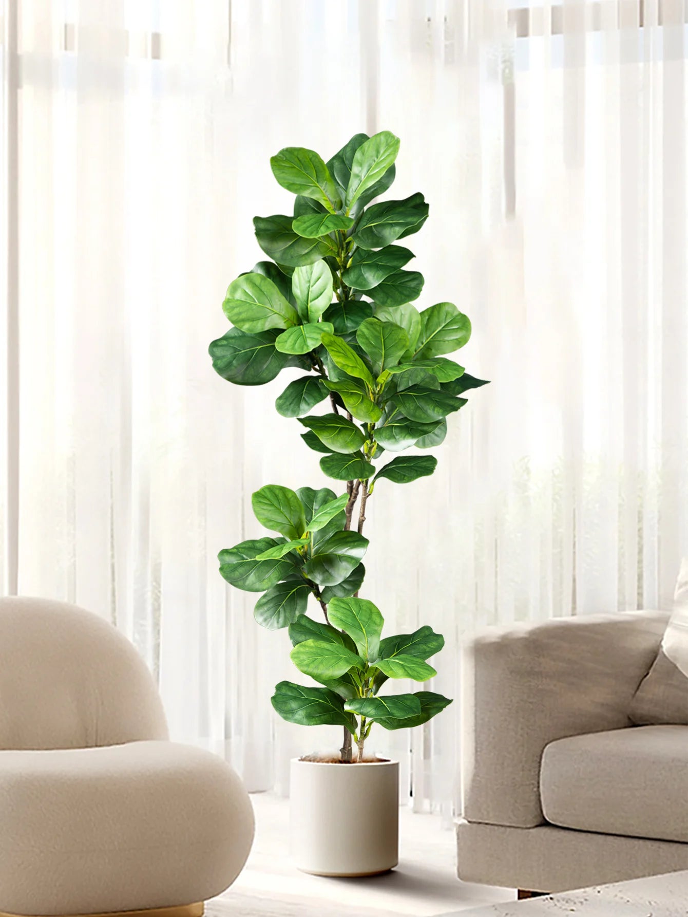 Large Artificial Ficus Tree – Decorative Rubber Plant with Fiddle Leaves