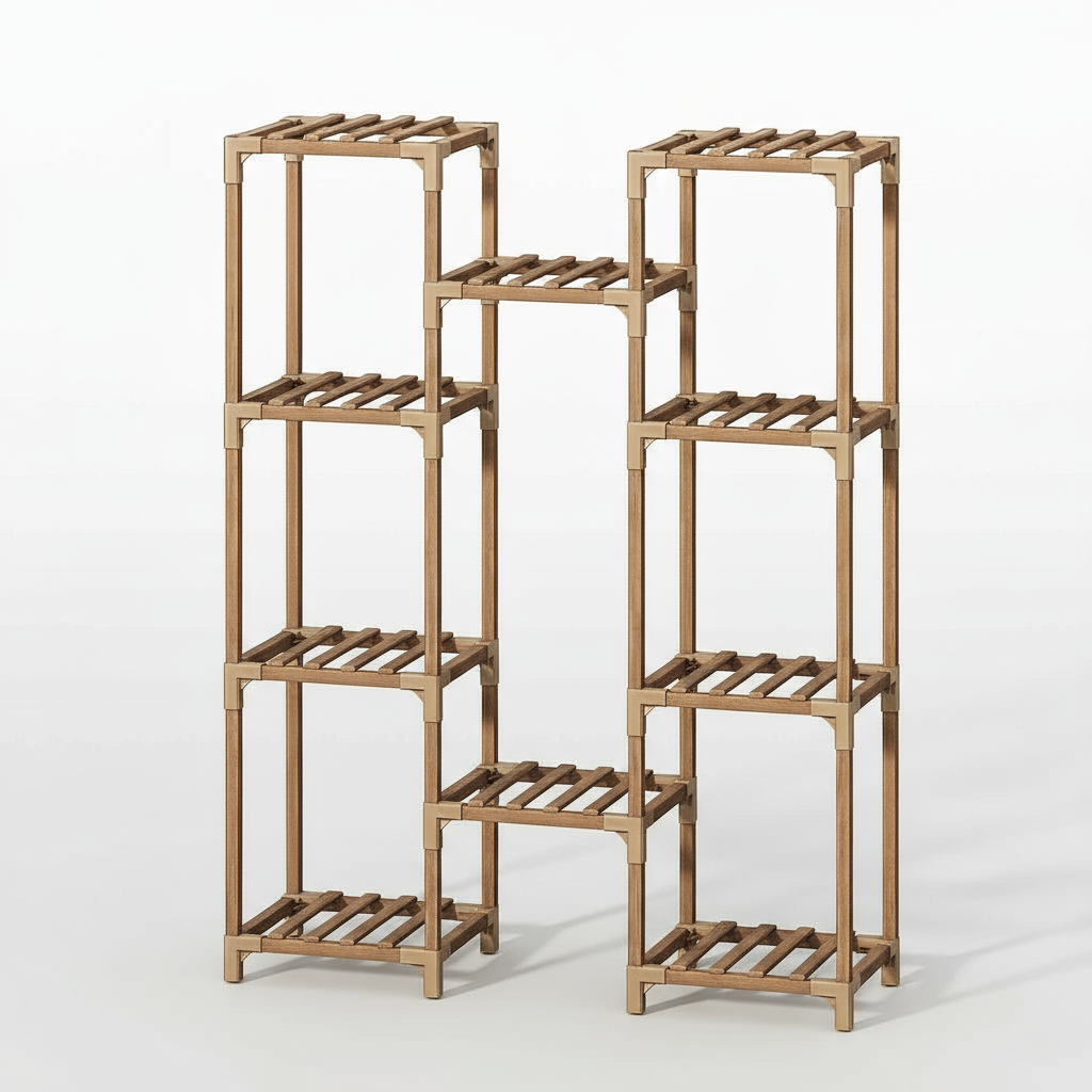Tall Wooden Plant Stand – Multi-Tier Flower Shelf for Indoor & Outdoor Décor