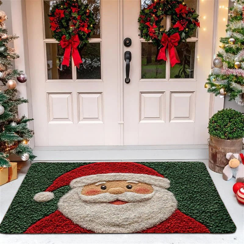 Christmas Door Mat – Santa Claus & Gingerbread Man Holiday Carpet for Indoor/Outdoor Décor