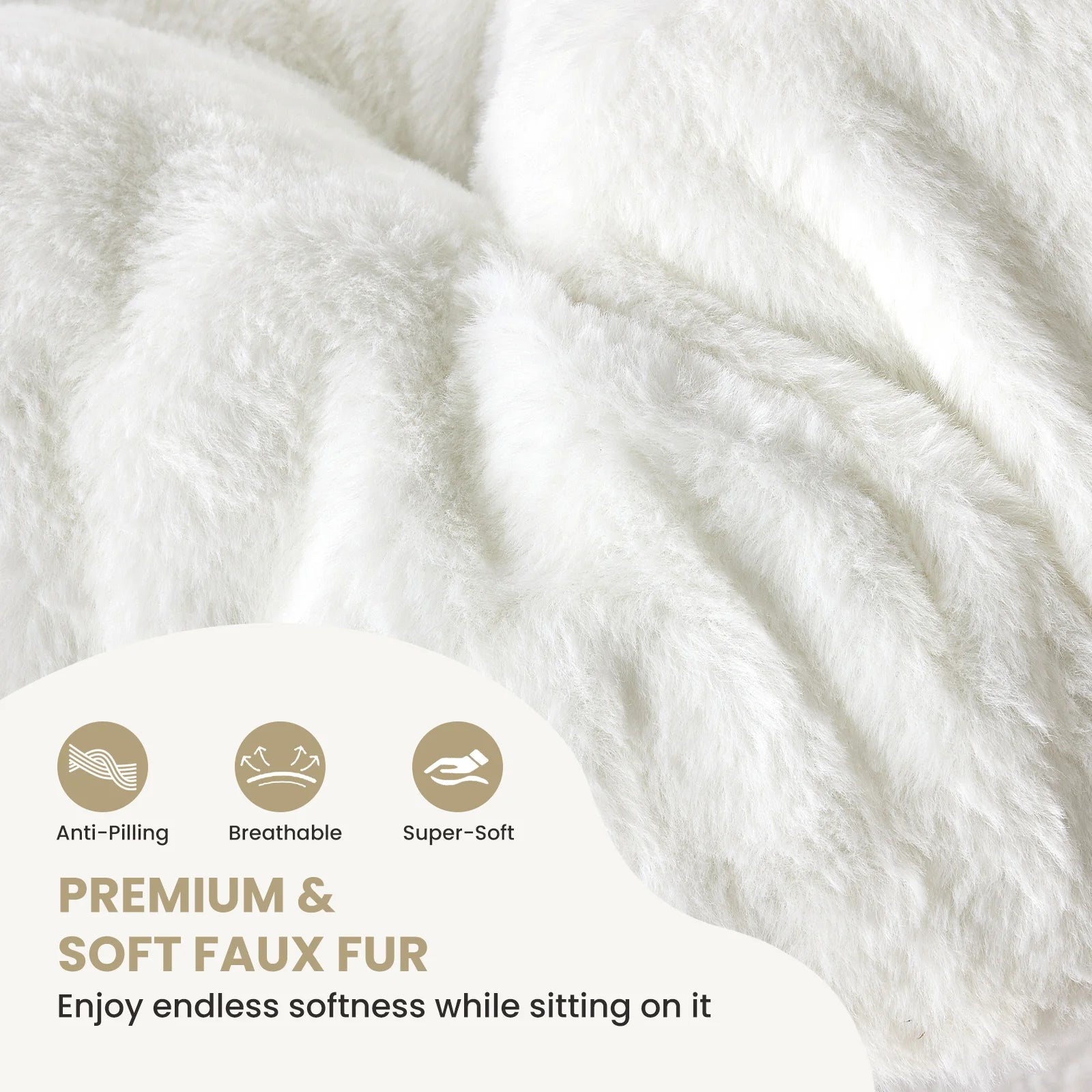 Large 28" Faux Fur Saucer Chair – Large Folding Lounge Chair with Padded Seat & Metal Frame