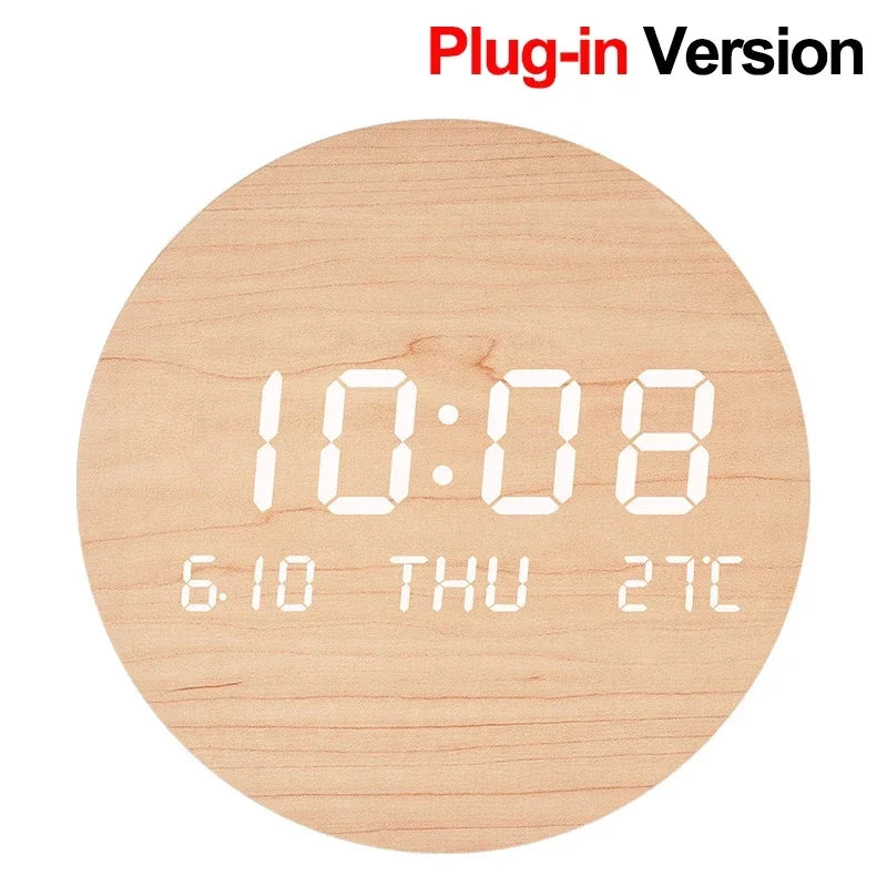 LED Digital Wall Clock – Silent Multi-Function Display with Time, Date & Temperature