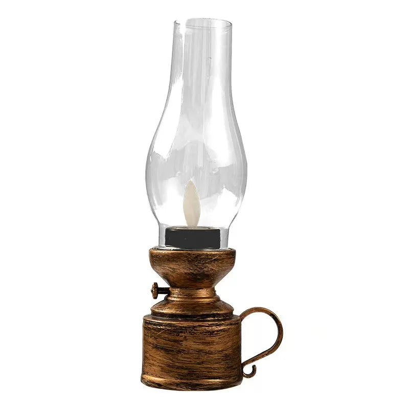 Vintage LED Lantern – Retro Hanging Oil Lamp Design, Battery Operated