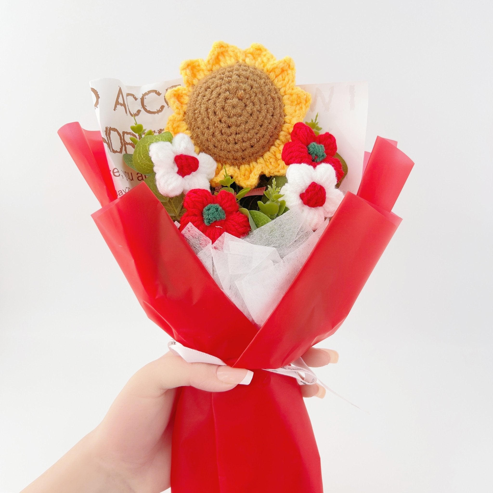 Sunflower Crochet Flower Bouquet Warm Decorative Gift Any Occasion