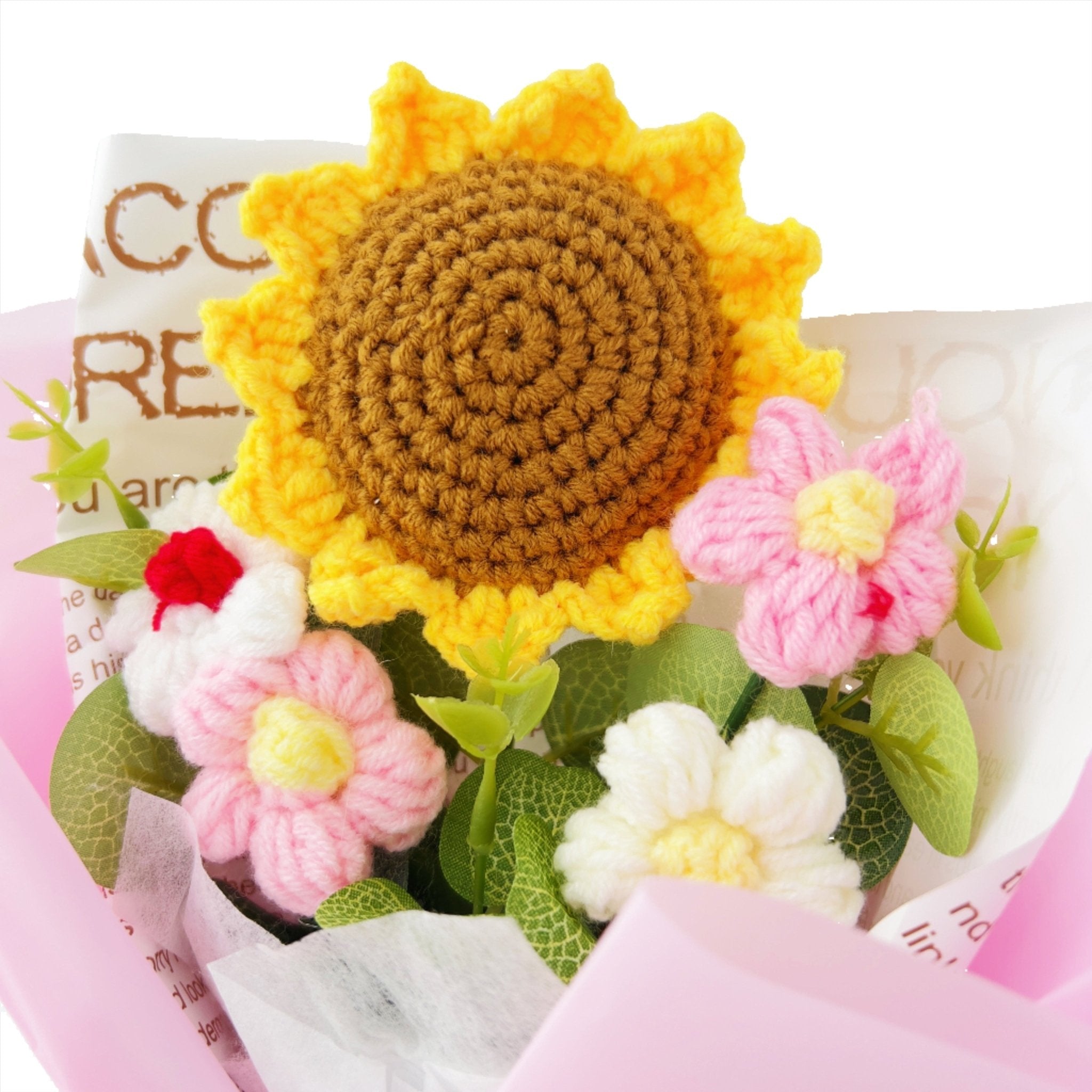 Sunflower Crochet Flower Bouquet Warm Decorative Gift Any Occasion