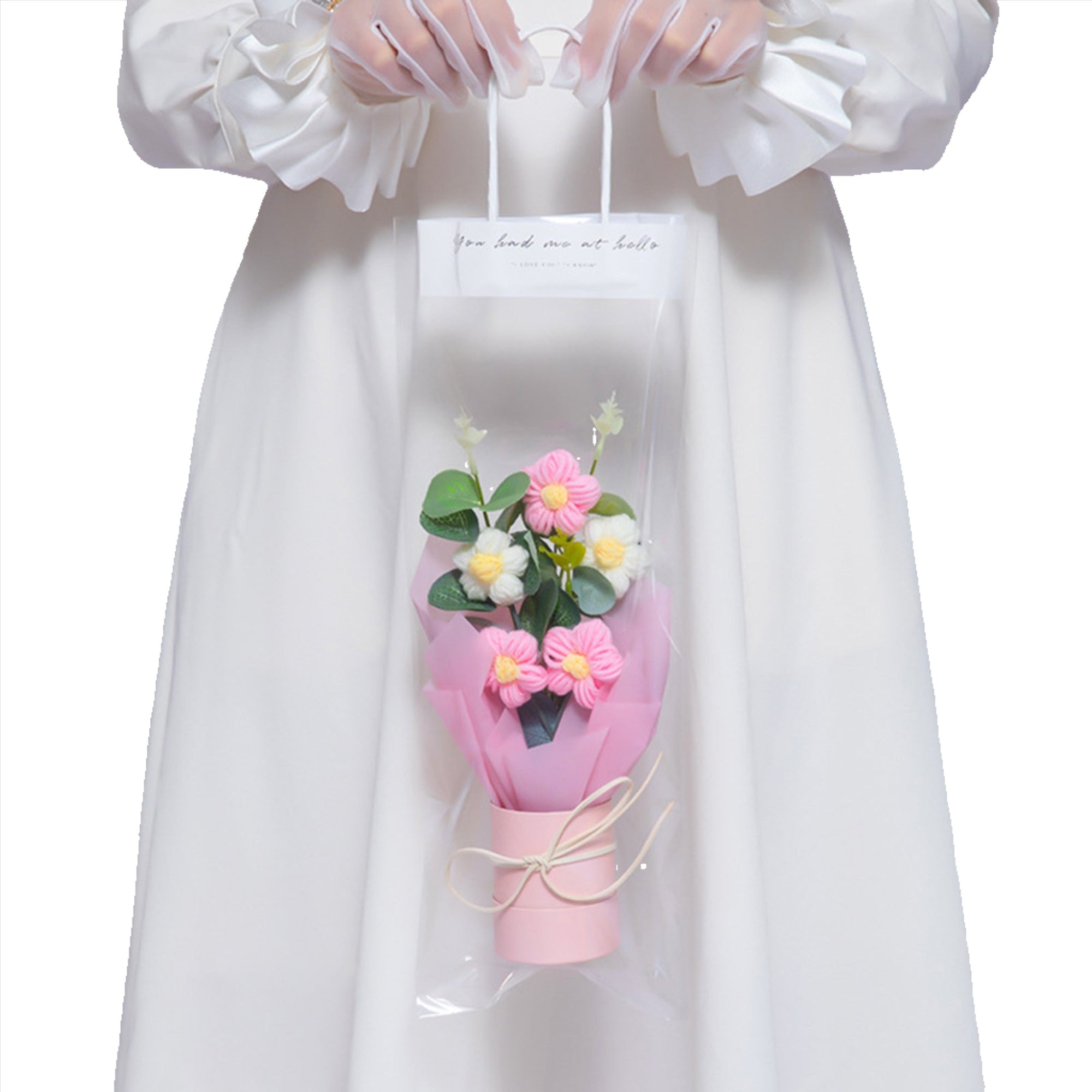 Handmade Crochet Flower Arrangement – Small Daisy Lighted Gift