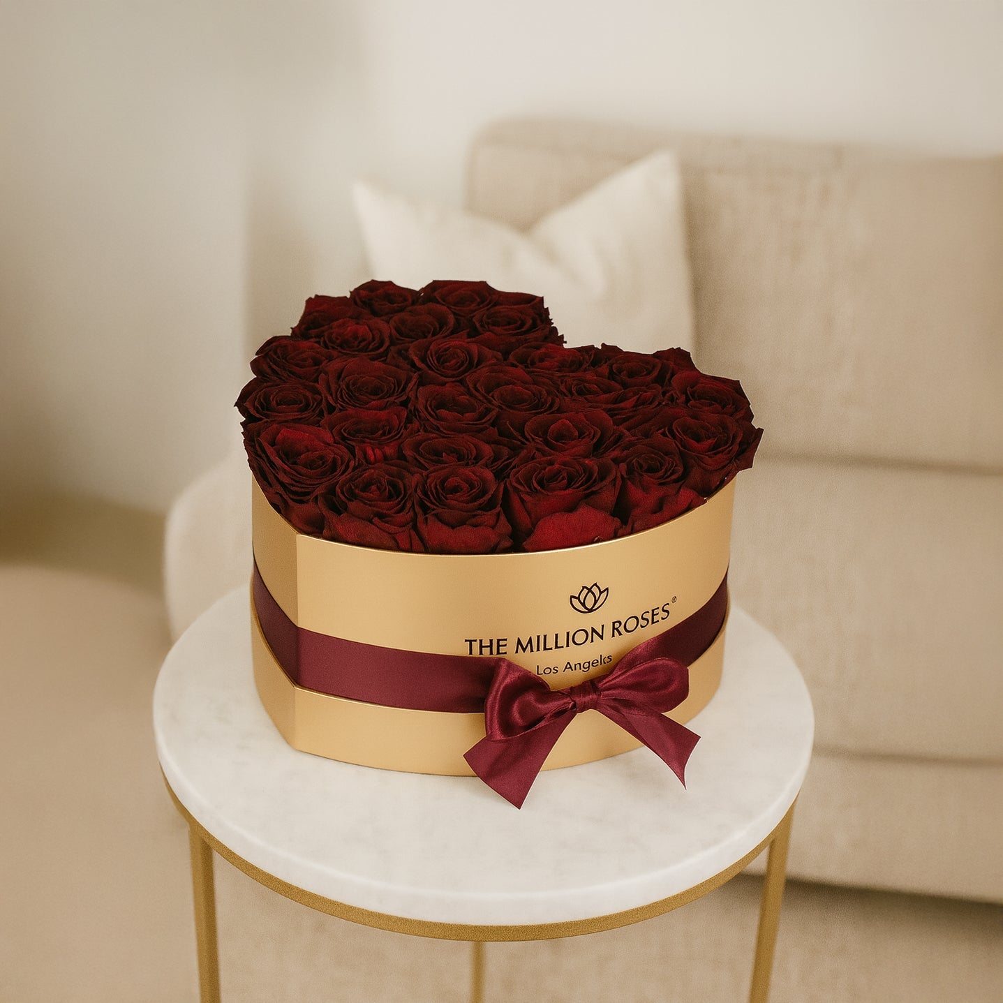 Heart Gold Box | Black Label Edition | 30 Burgundy Roses