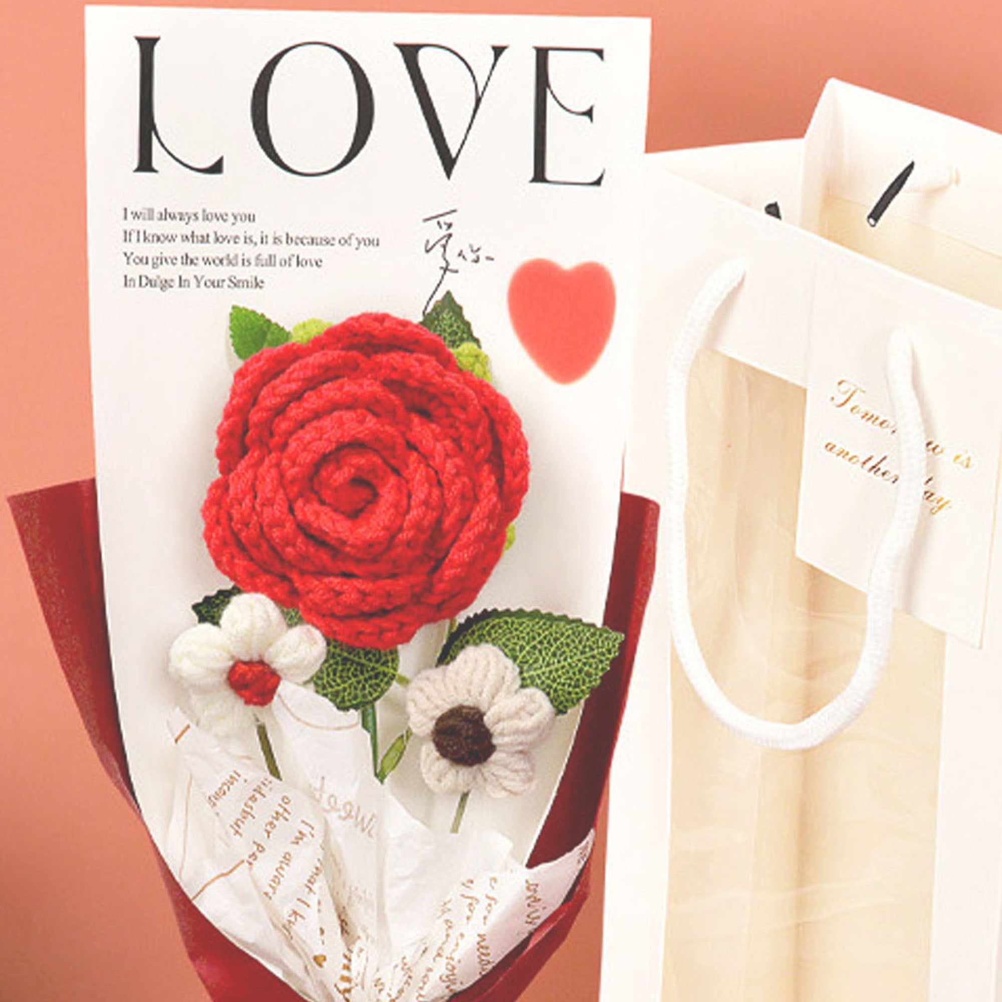 Crochet Rose Bouquet Romantic Gift Set for Girlfriend or Mothers Day