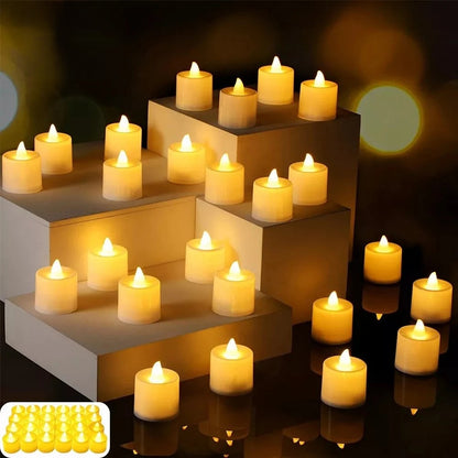 LED Flameless Tea Light Candles – Battery-Powered Decorative Set