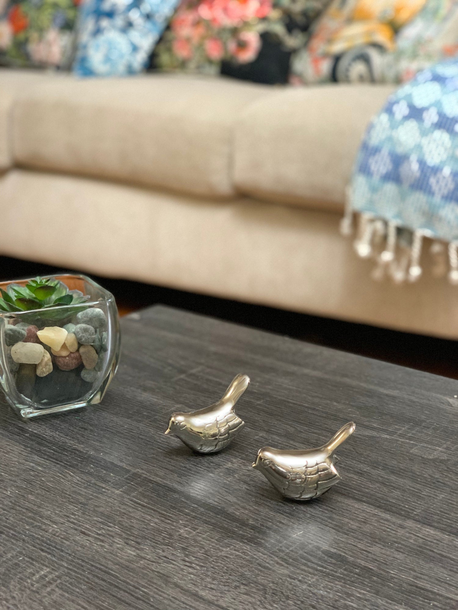 Vibhsa Bird Figurines Symbols of Health &amp; Happiness (Silver Rustic)