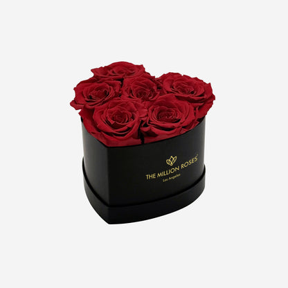 Baby Heart Black Box | 6 Red Roses