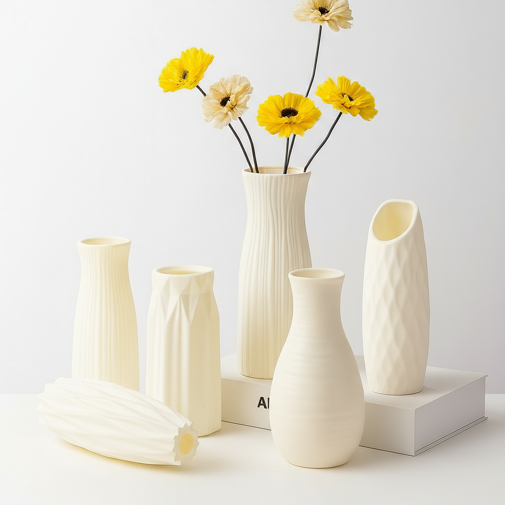 Nordic Plastic Vase – Modern Small Flower Pot for Fresh or Faux Arrangements