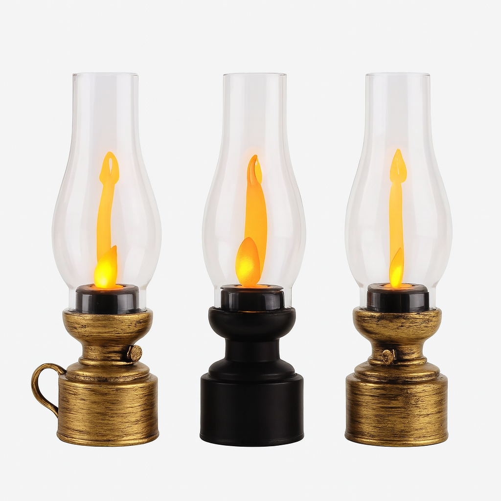 Vintage LED Lantern – Retro Hanging Oil Lamp Design, Battery Operated