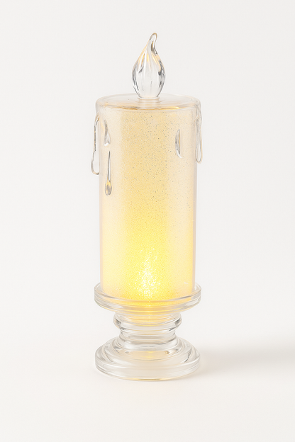 Crystal LED Flameless Candle Lamp – Battery-Operated Pillar with Realistic Flame