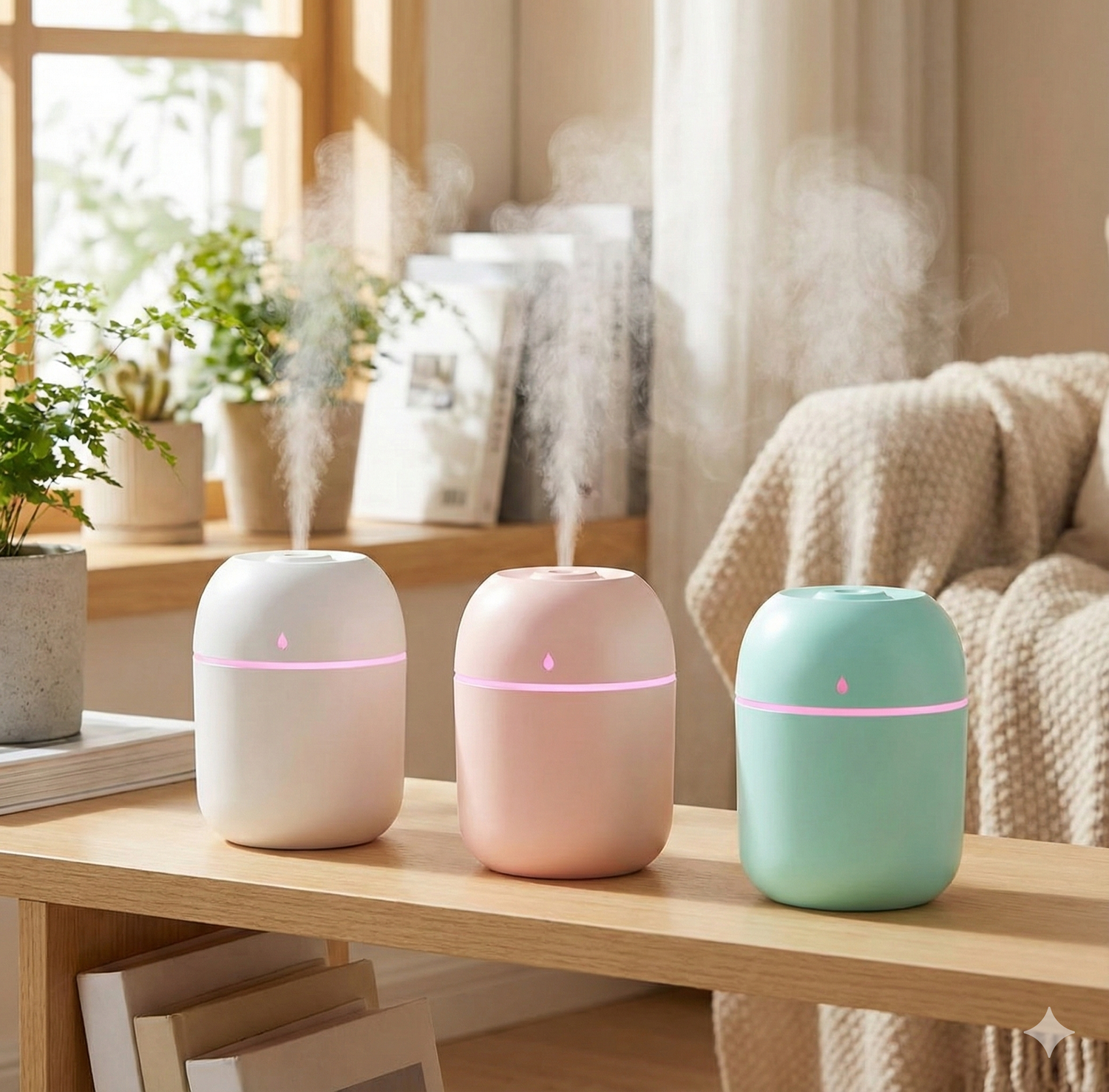 USB Ultrasonic Humidifier with LED Light – Cool Mist Aroma Diffuser with Auto Shut-Off