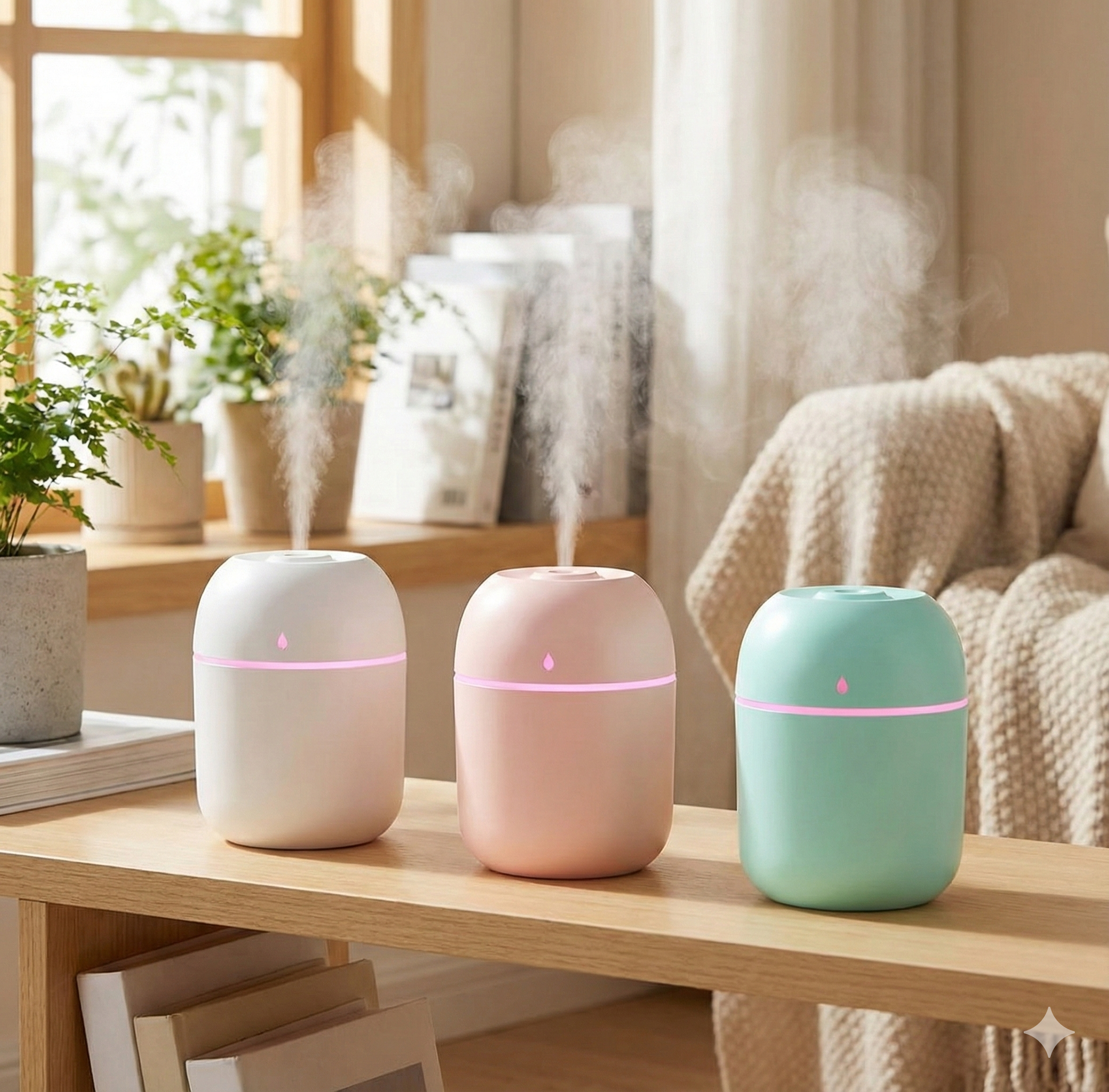 USB Ultrasonic Humidifier with LED Light – Cool Mist Aroma Diffuser with Auto Shut-Off