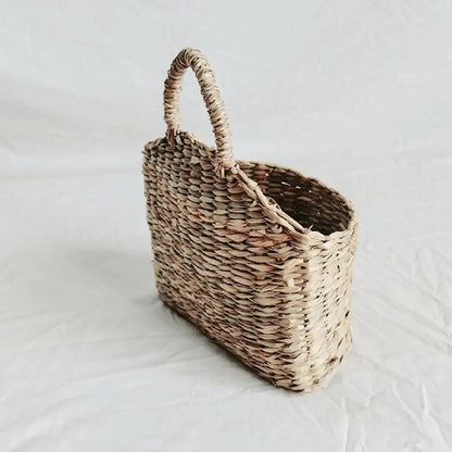 Wall Hanging Woven Basket – Rustic Straw Rattan Plant Holder &amp; Storage Decor