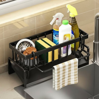 Kitchen Sink Sponge &amp; Drain Rack – Ventilated Storage Basket for Dishcloths &amp; Cleaning Tools