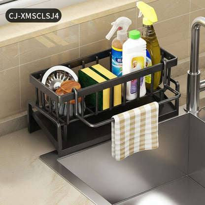 Kitchen Sink Sponge &amp; Drain Rack – Ventilated Storage Basket for Dishcloths &amp; Cleaning Tools