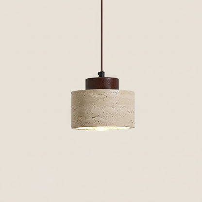 Beige pendant light with dimensions on a beige background