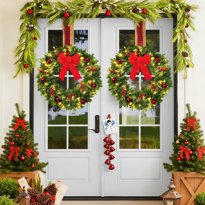 Artificial Christmas Wreath (2 ft / 2.6 ft) – Holiday Greenery for Doors, Fireplaces &amp; Stair Decor