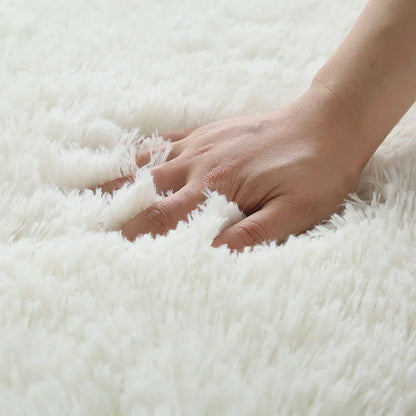 White Fluffy Area Rug – Thickened Non-Slip Carpet for Bedroom &amp; Living Room