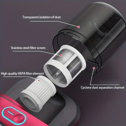 Wireless Handheld Vacuum Cleaner – Portable Bed &amp; Pet Hair Remover with Strong Suction Power