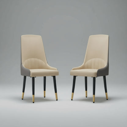 Set of 2 Microfiber-Silicone Leather Dining Chairs – Modern Accent Chairs with Metal Legs for Kitchen &amp; Living Room