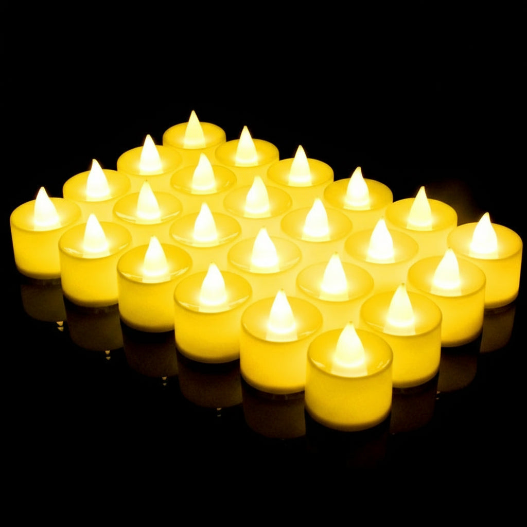 LED Flameless Tea Light Candles – Battery-Powered Decorative Set