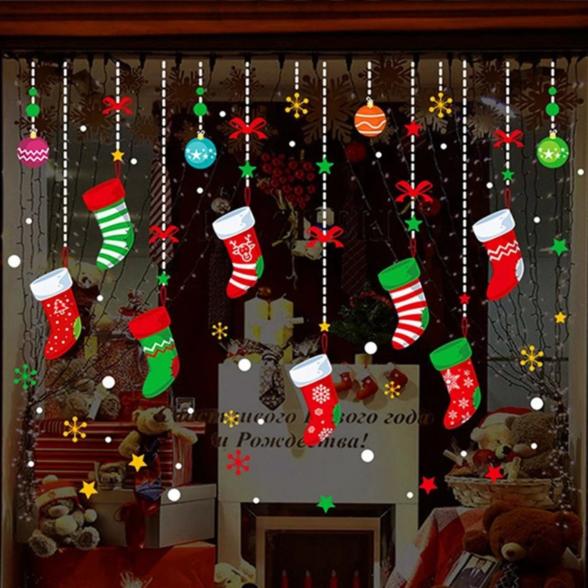 Christmas Wall &amp; Window Stickers – Holiday Décor Ornaments for Home &amp; New Year