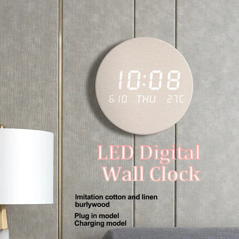 LED Digital Wall Clock – Silent Multi-Function Display with Time, Date &amp; Temperature