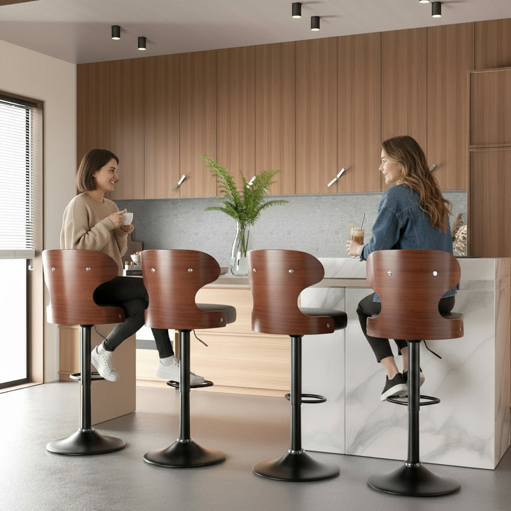 Modern PU Leather Bar Stools (Set of 2)
