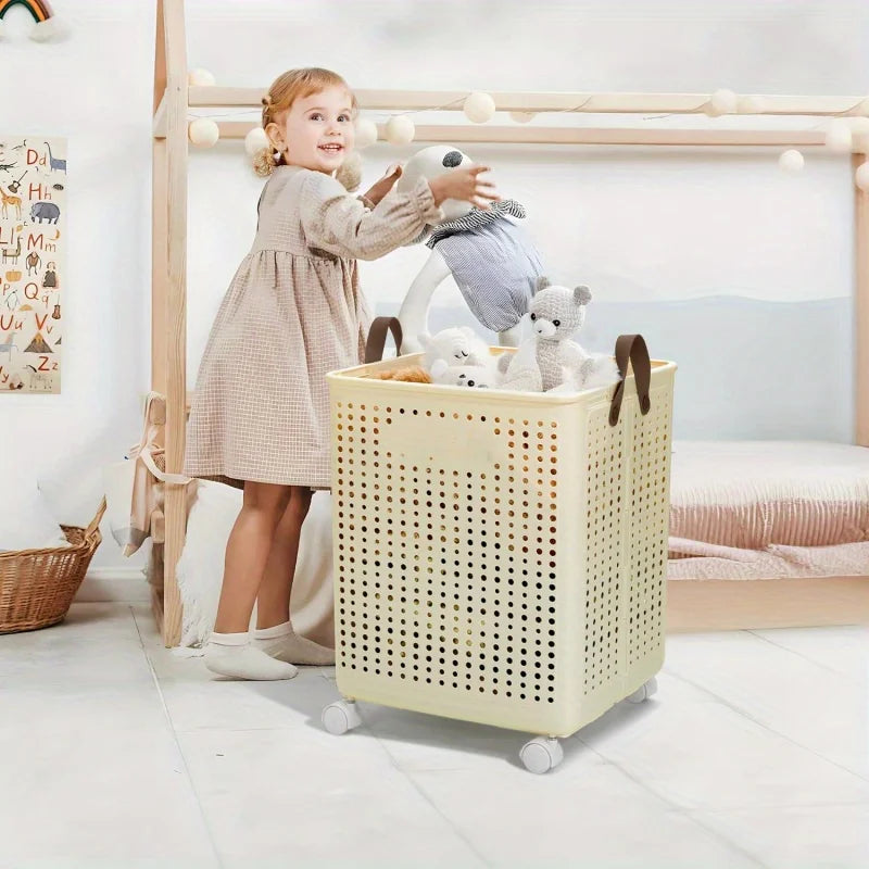 XL Foldable Laundry Basket with Wheels