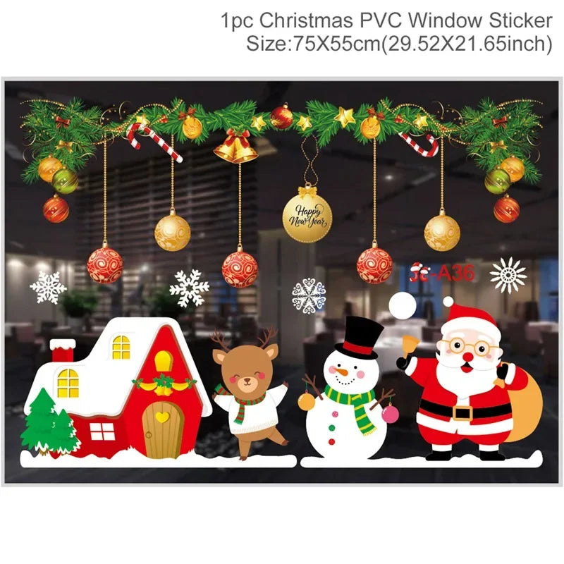 Christmas Wall &amp; Window Stickers – Holiday Décor Ornaments for Home &amp; New Year