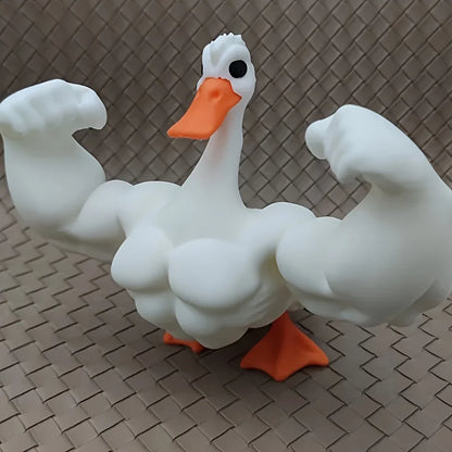1pc Muscle Duck Statue - 3D Desktop Decor, Cute Bookshelf Whimsical Figurine, Multifunctional Indoor/Outdoor Decoration