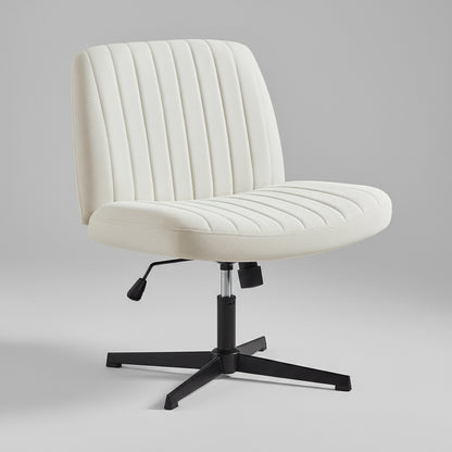 Cross-Legged Rocking Gaming &amp; Office Chair – Wide Armless Swivel Fabric Task Chair for Home &amp; Living Room