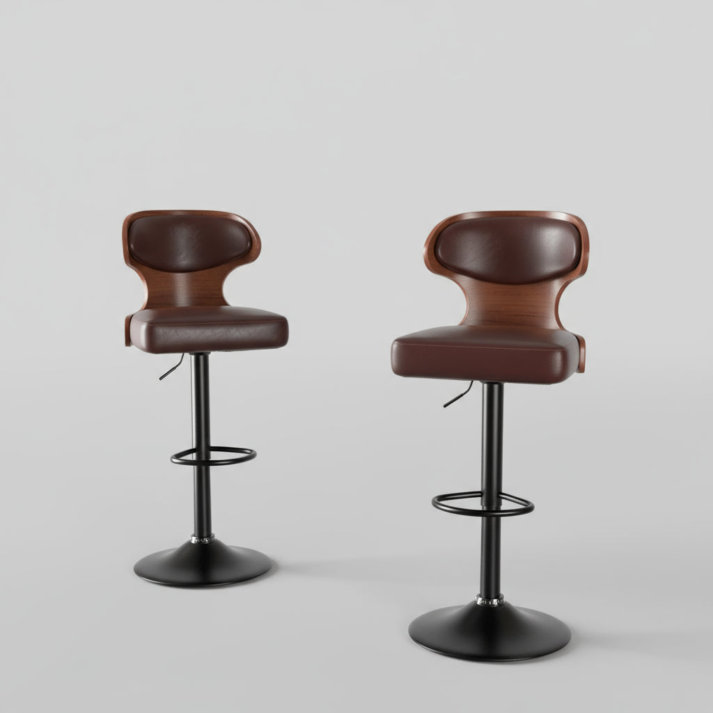 Modern PU Leather Bar Stools (Set of 2)